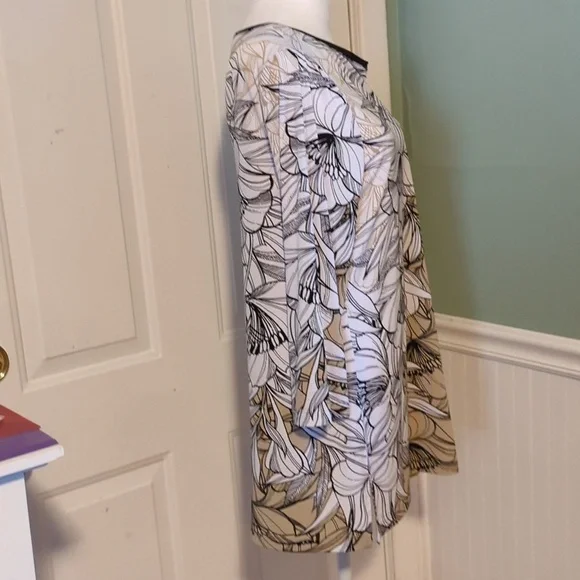 Susan Graver Floral Long Sleeve Tunic Shirt Medium - Picture 8 of 10